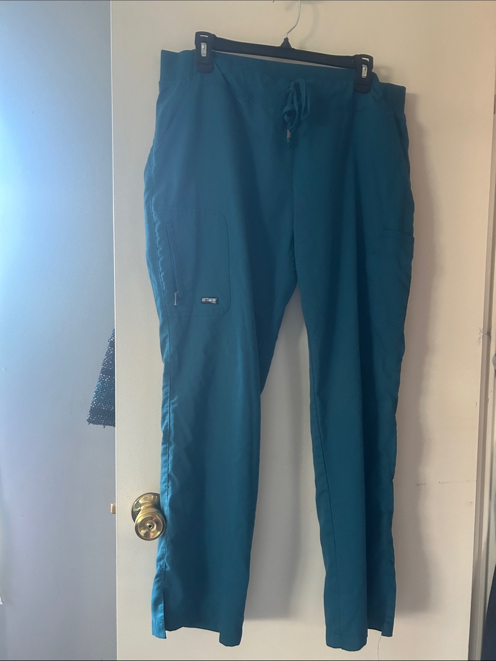 Solid Teal greys anatomy Scrub Pants with Drawstring Waist